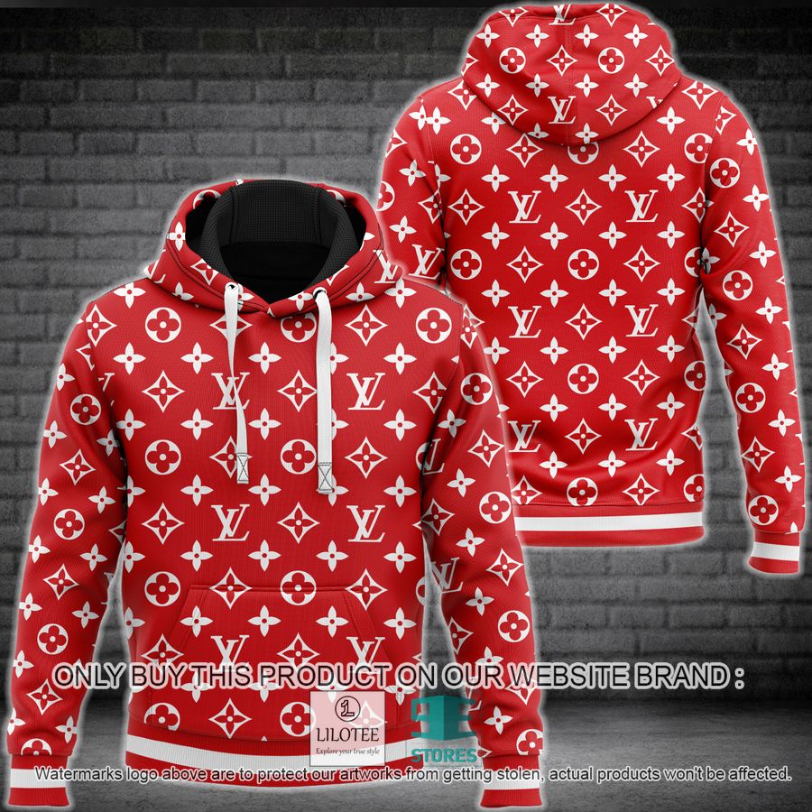 Louis Vuitton red pattern 3D Hoodie - LIMITED EDITION 8