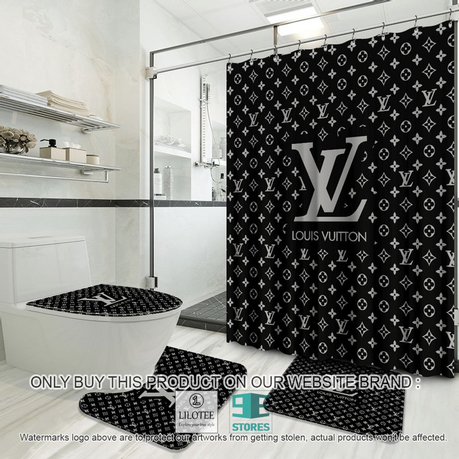 Louis Vuitton Silver LV Black Shower Curtain Sets - LIMITED EDITION 9