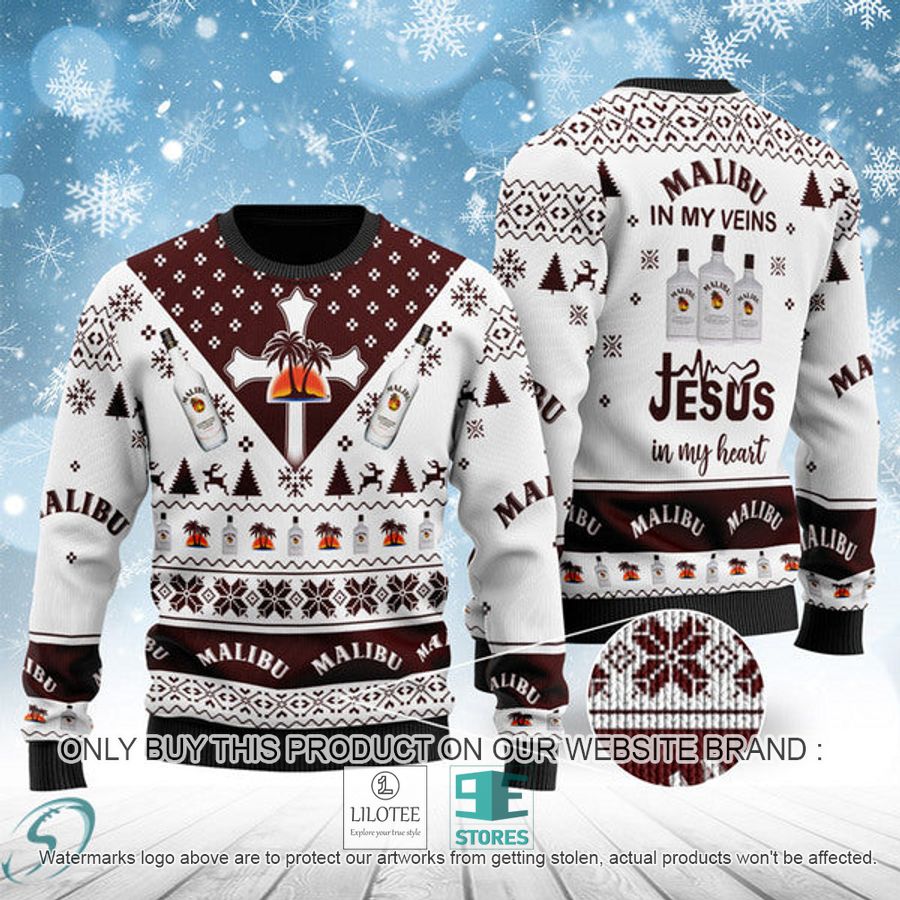 Malibu Rum In My Veins Jesus In My Heart Ugly Christmas Sweater - LIMITED EDITION 9