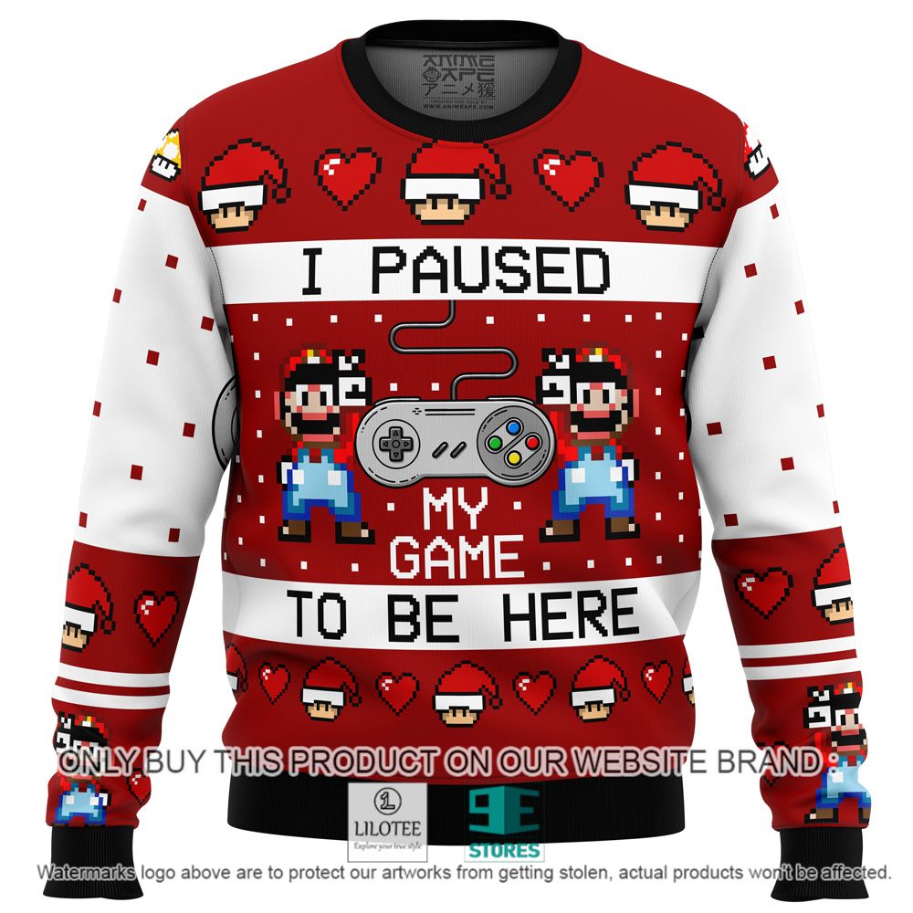 Mario SNES I Paused my Game to Be Here Christmas Sweater - LIMITED EDITION 10