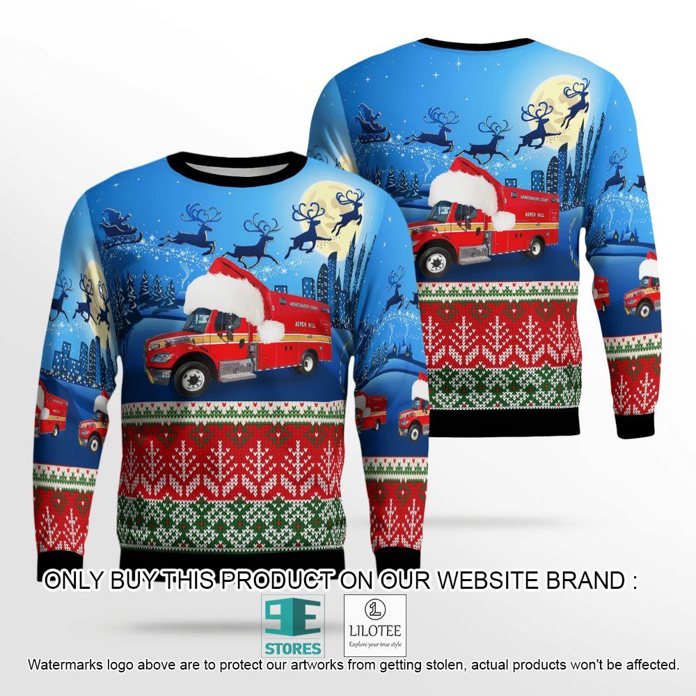 Maryland Montgomery County Fire and Rescue Service EMS Christmas Wool Sweater - LIMITED EDITION 13