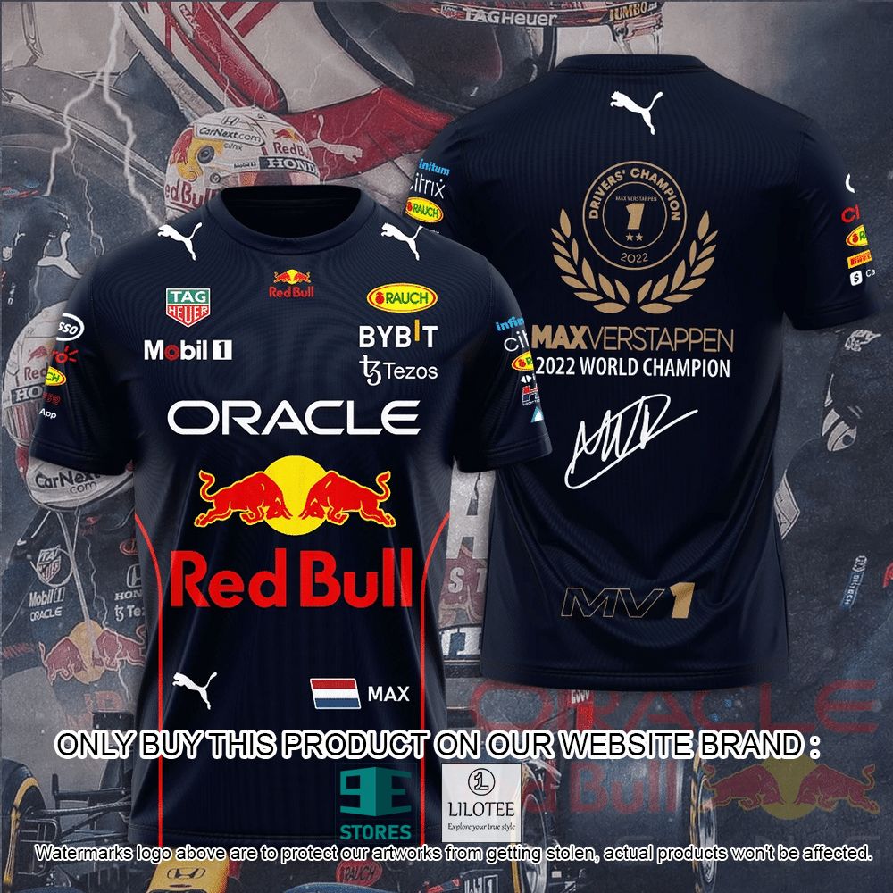 Alternative view of Max Verstappen 1 Wolrd Champion 2022 Navy 3D Hoodie, Shirt - LIMITED EDITION