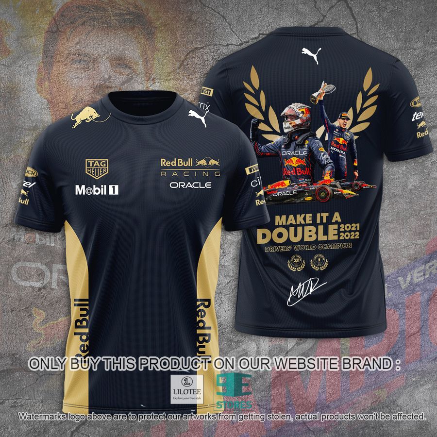 Max Verstappen Make It A Double 2021 2022 Driver's World Champion 3D T-Shirt 9