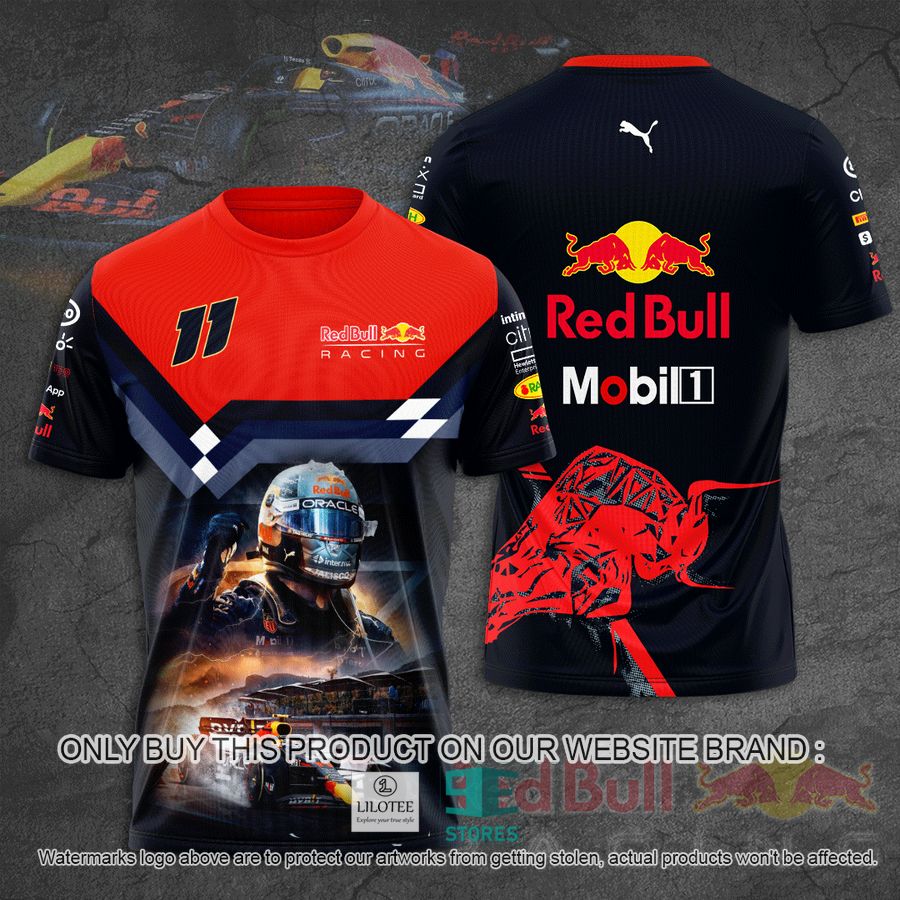 Max Verstappen Mobil 1 Oracal Red Bull Racing Tezos Red 3D T-Shirt 9