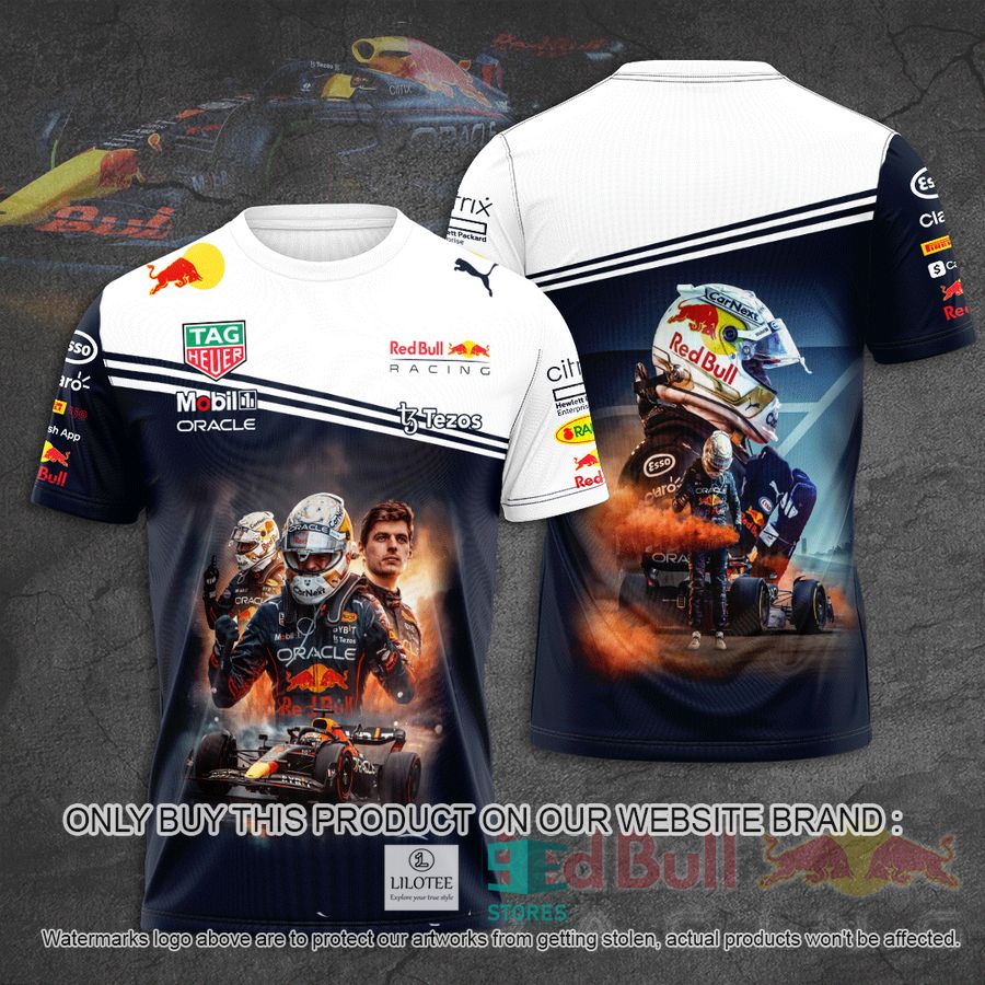 Max Verstappen Red Bull Racing Black White 3D T-Shirt 9