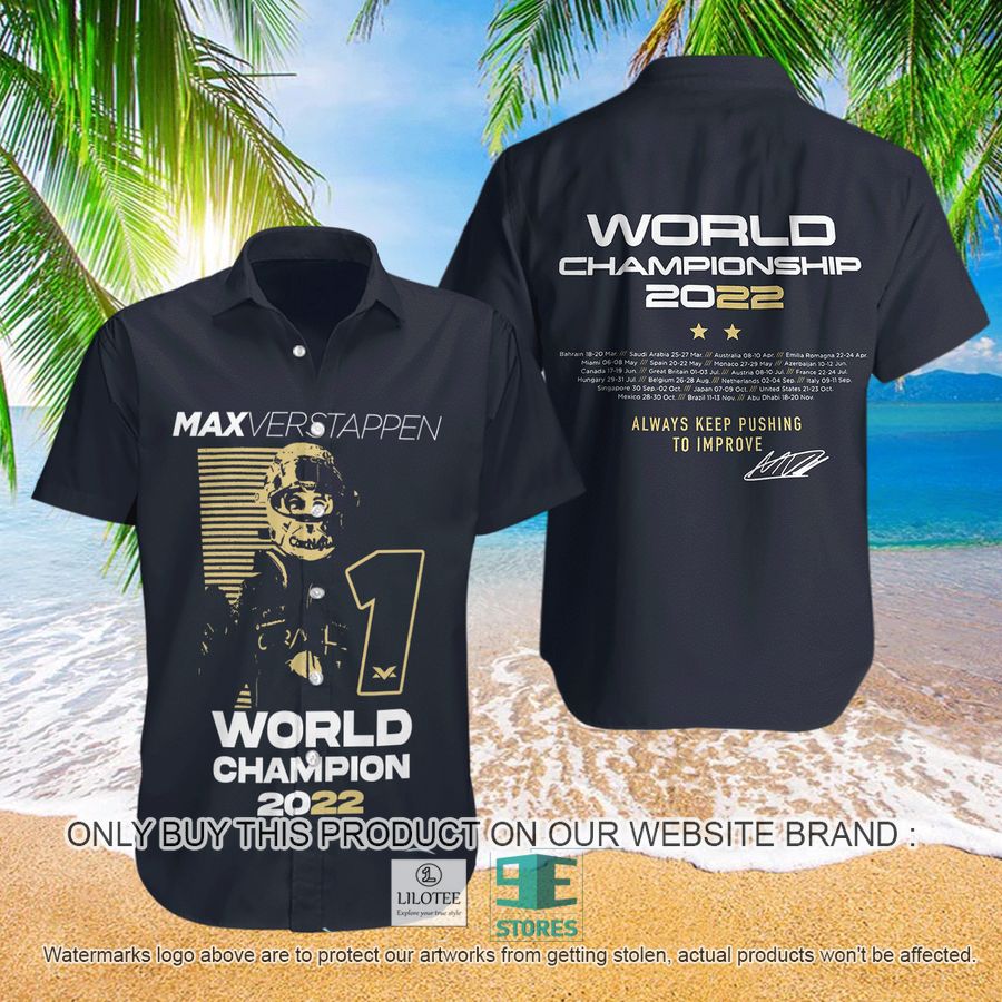 Max Verstappen World Championship 2022 Black Hawaiian Shirt 8