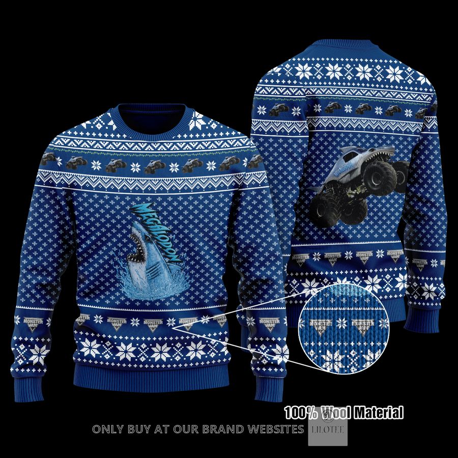 Megalodon Monster Blue Wool Sweater 8