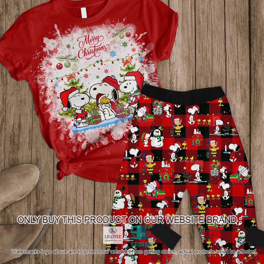 Merry Christmas Snoopy Dog Pajamas Set 7