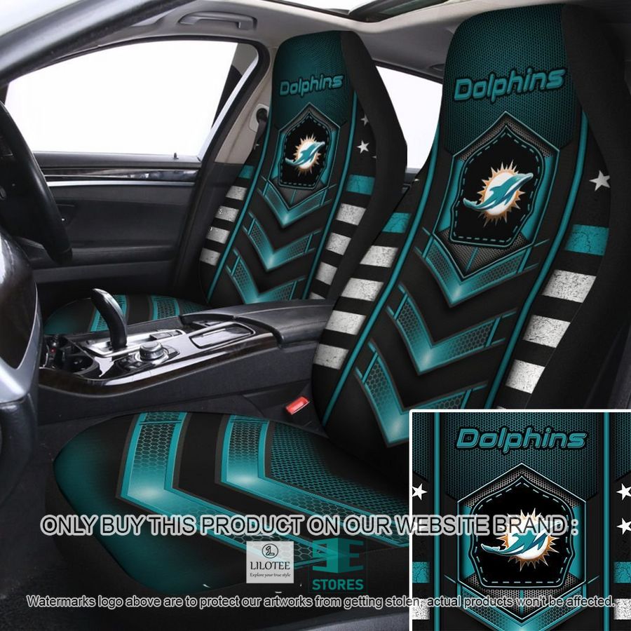 Miami Dolphins Electric green Car Seat Covers 8