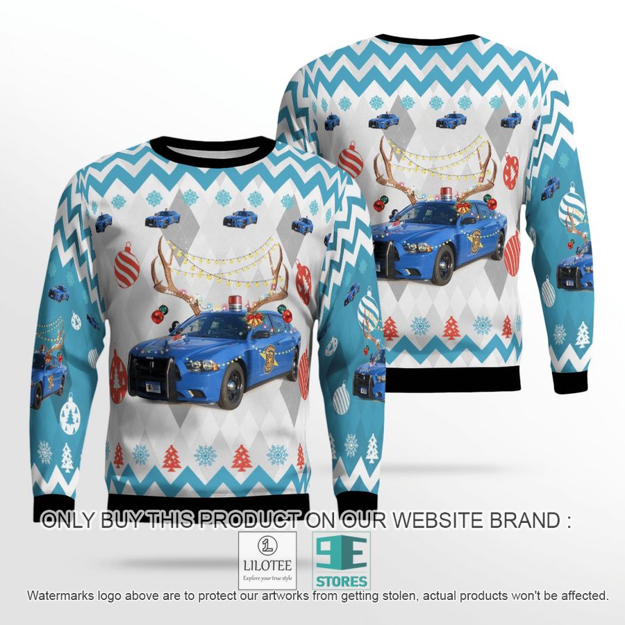 Michigan State Police Dodge Charger Christmas Sweater - LIMITED EDITION 18