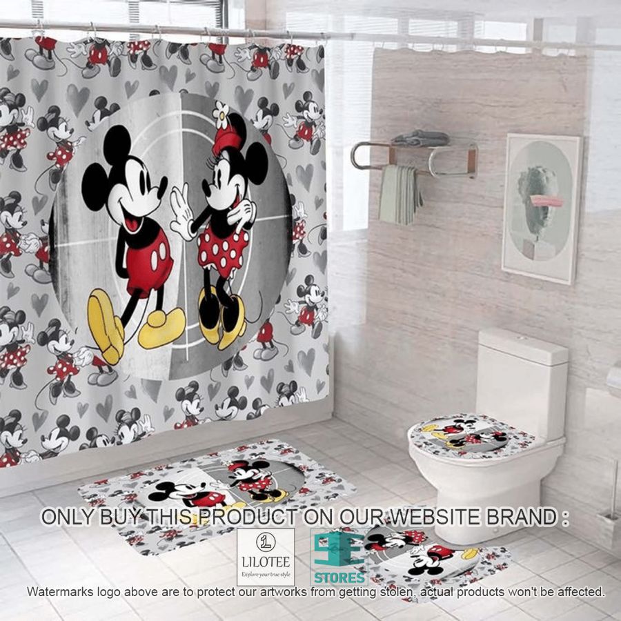 Mickey and Minnie Mouse Heart Grey Shower Curtain Sets - LIMITED EDITION 9