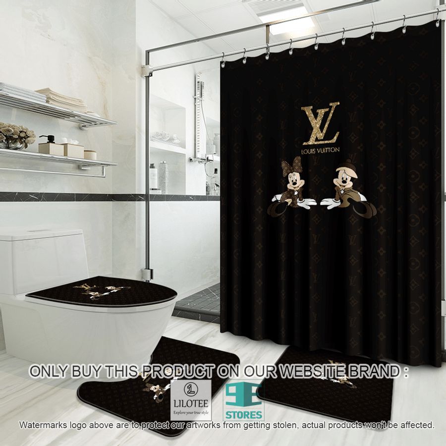 Mickey Minnie Louis Vuitton black Shower Curtain Sets - LIMITED EDITION 8