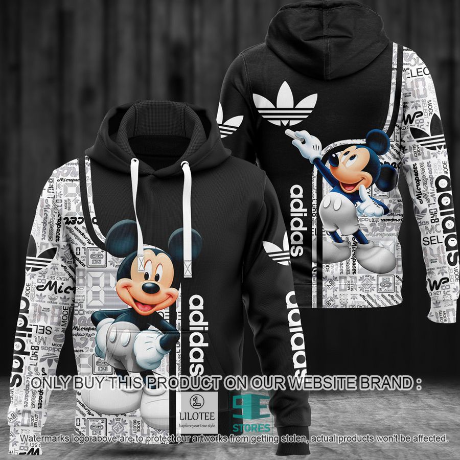 Mickey Mouse Adidas black white 3D Hoodie - LIMITED EDITION 9