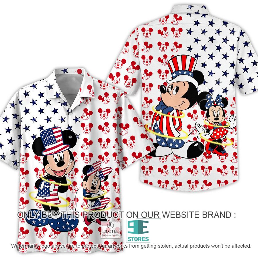 Mickey Mouse and Minnie Mouse Clown US Flag Hawaiian Shirt 7