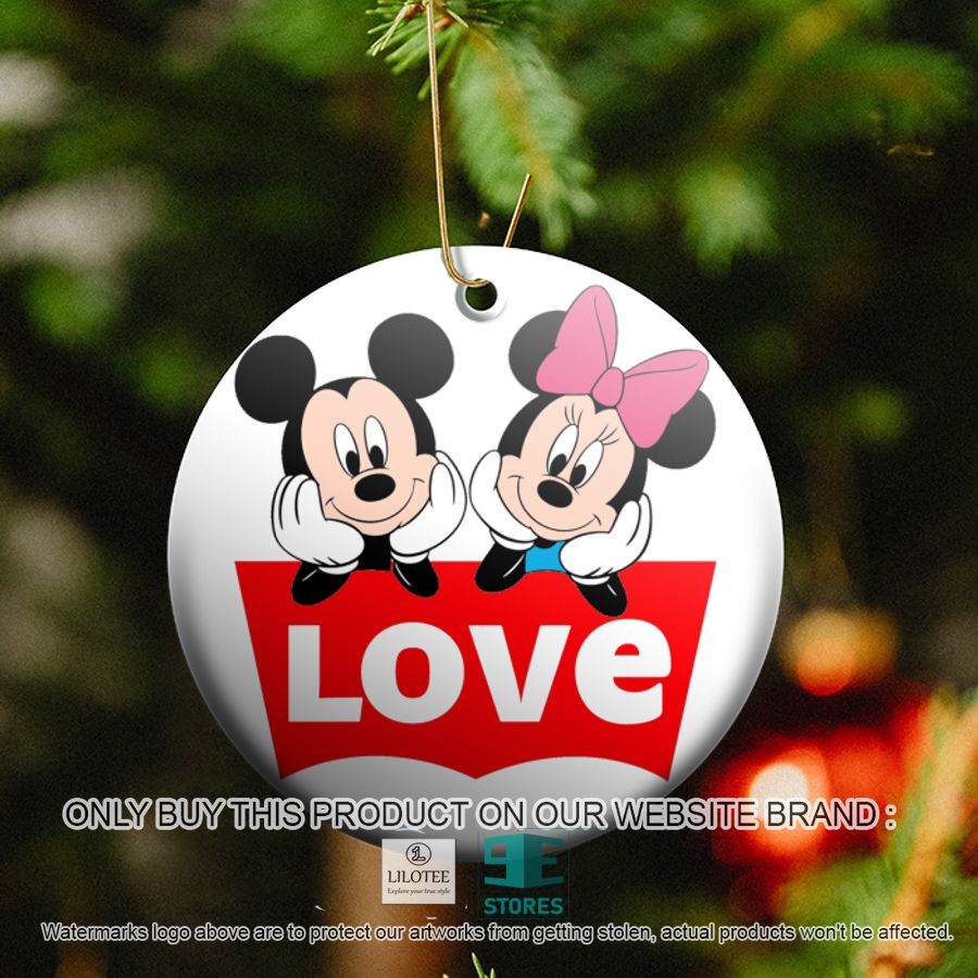 Mickey Mouse And Minnie Mouse Love Christmas Ornament 5