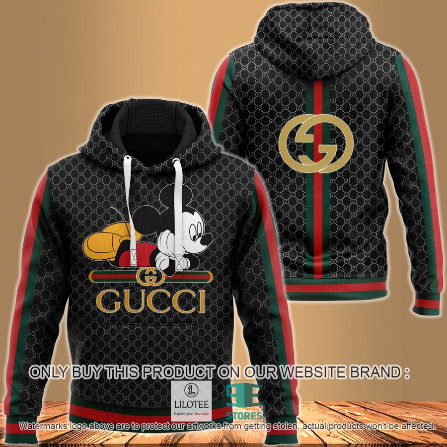 Mickey Mouse Gucci black pattern 3D Hoodie - LIMITED EDITION 9