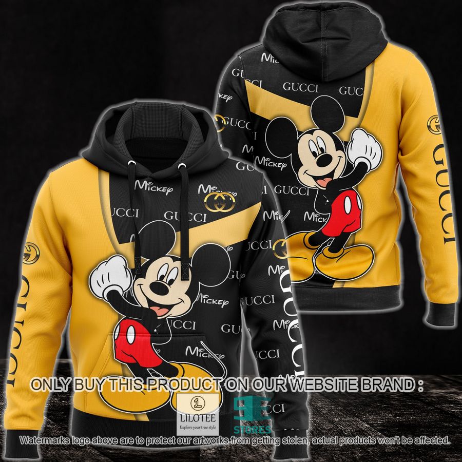 Mickey Mouse Gucci brand yellow black 3D Hoodie - LIMITED EDITION 9