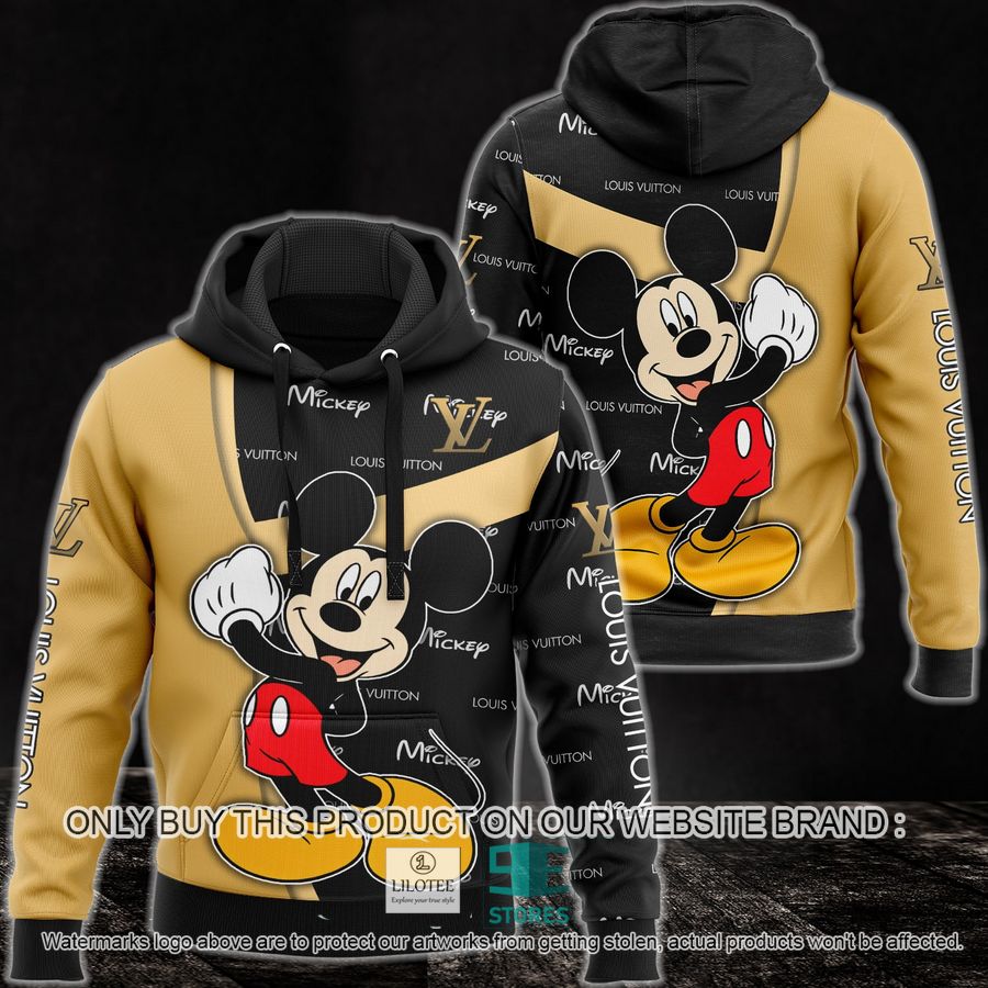 Mickey Mouse Louis Vuitton Black Yellow 3D All Over Print Hoodie 8