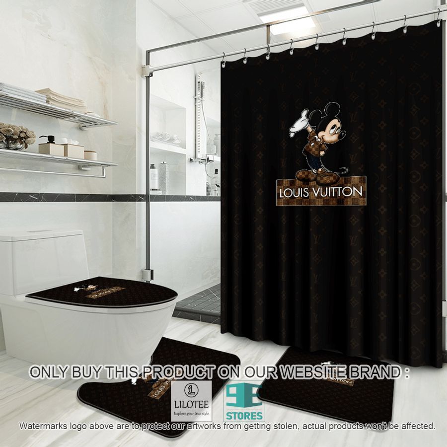 Mickey Mouse Louis Vuitton logo black Shower Curtain Sets - LIMITED EDITION 9
