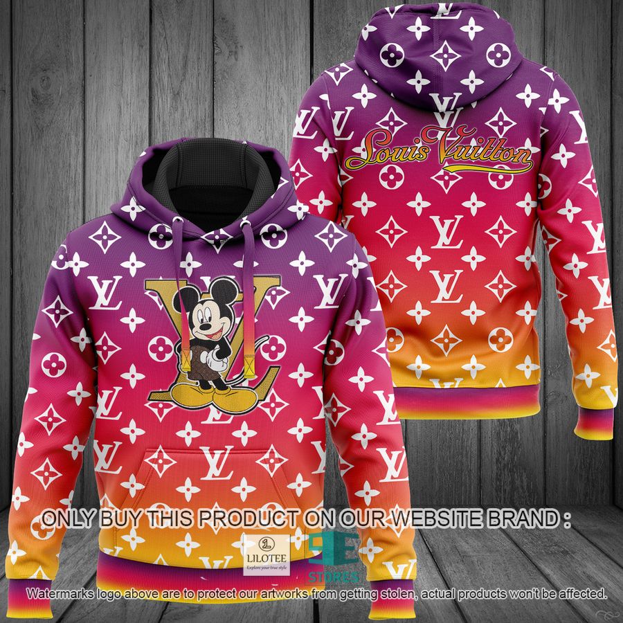 Mickey Mouse Louis Vuitton Purple Gradient 3D All Over Print Hoodie 9