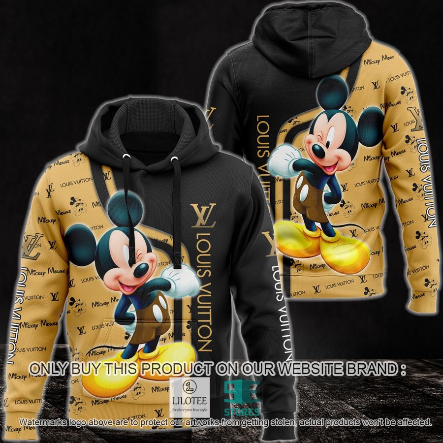 Mickey Mouse Louis Vuitton yellow black 3D Hoodie - LIMITED EDITION 9