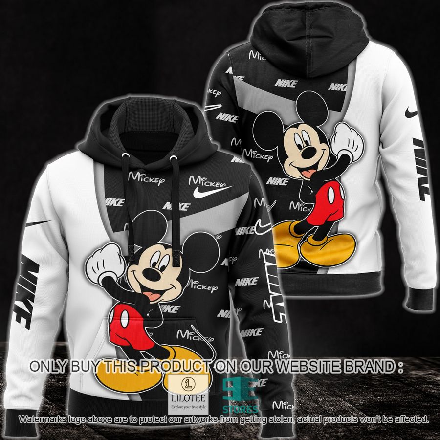Mickey Mouse Nike logo black white 3D Hoodie - LIMITED EDITION 8