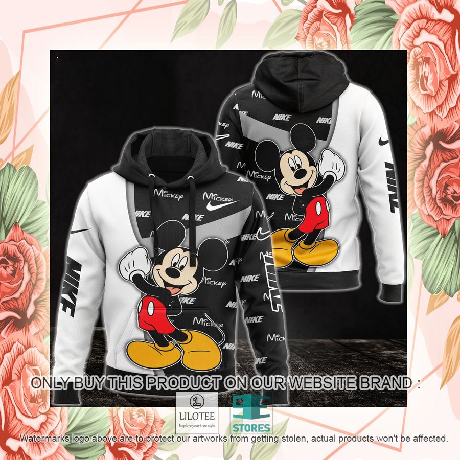Alternative view of Mickey Mouse Nike logo black white 3D Hoodie - LIMITED EDITION