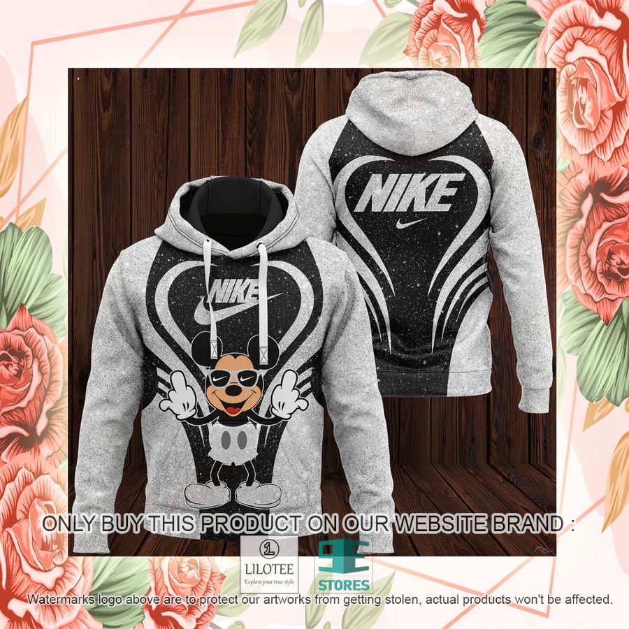 Alternative view of Mickey Mouse Nike white black 3D Hoodie - LIMITED EDITION