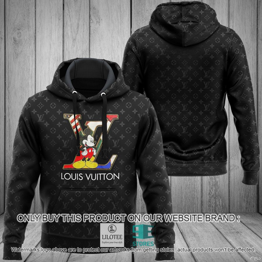 Mickey Mouse United States Flag Louis Vuitton logo black 3D Hoodie - LIMITED EDITION 8