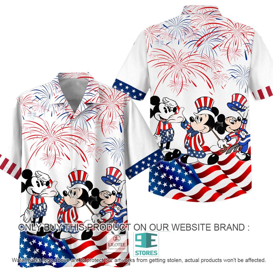 Mickey Mouse US Flag Firework Hawaiian Shirt 7