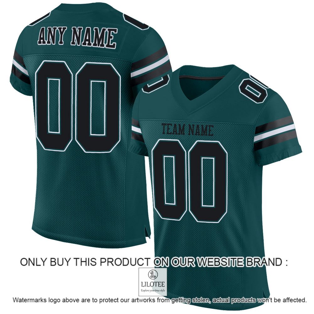 Midnight Green Black-White Mesh Authentic Personalized Football Jersey - LIMITED EDITION 10