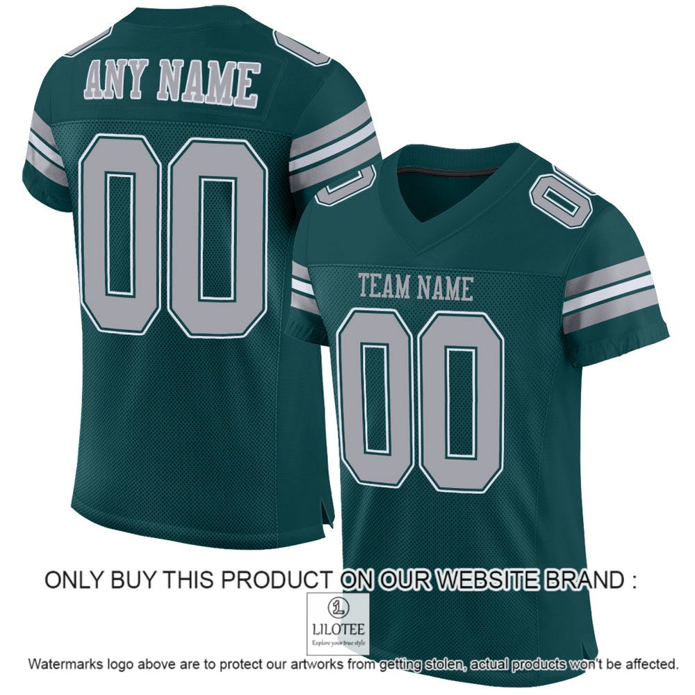 Midnight Green Light Gray-White Mesh Authentic Personalized Football Jersey - LIMITED EDITION 10