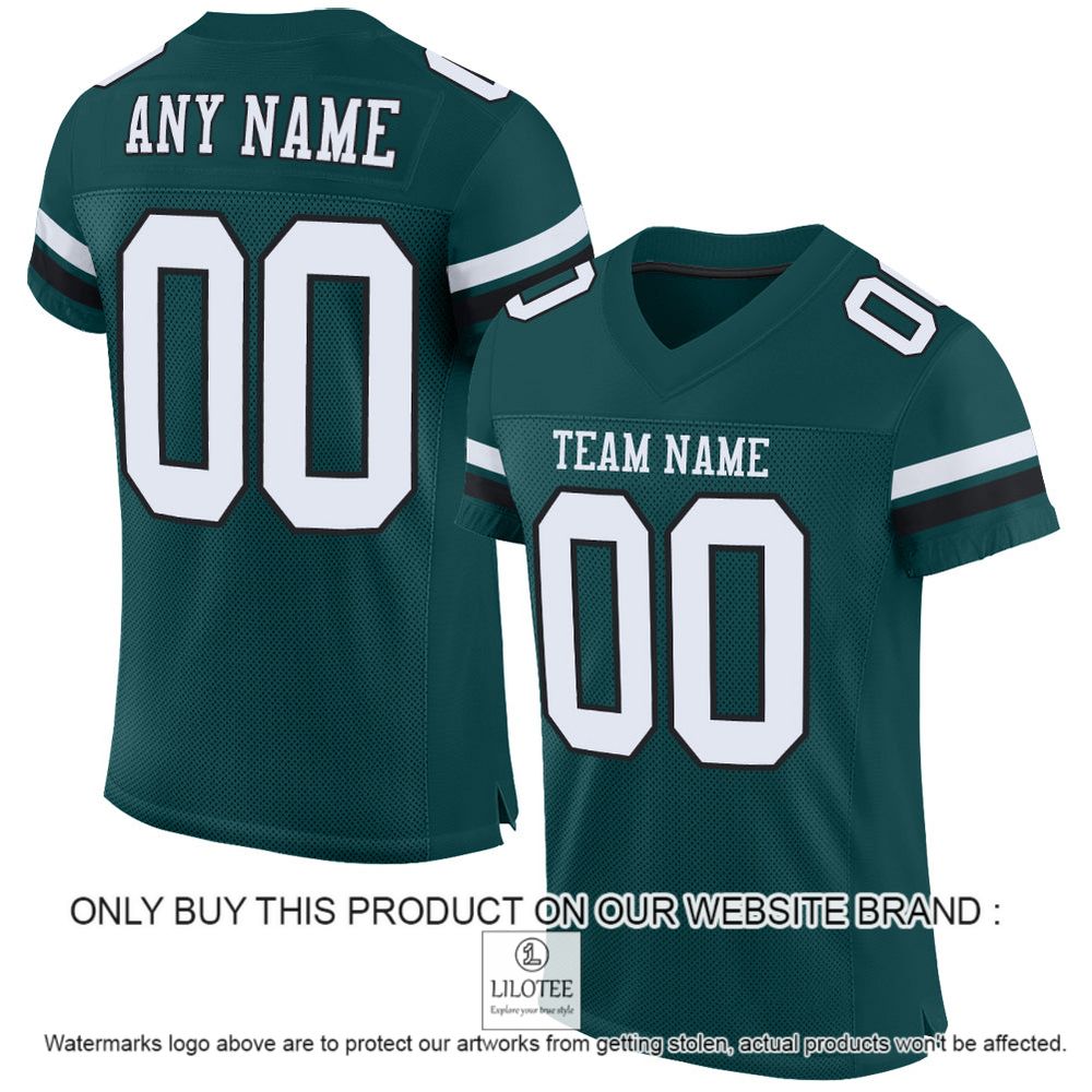Midnight Green White-Black Mesh Authentic Personalized Football Jersey - LIMITED EDITION 10