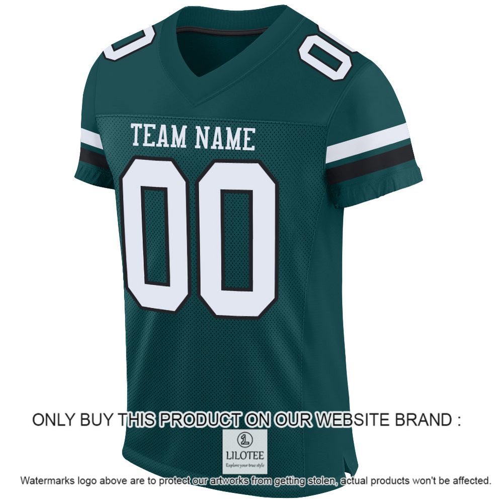 Alternative view of Midnight Green White-Black Mesh Authentic Personalized Football Jersey - LIMITED EDITION