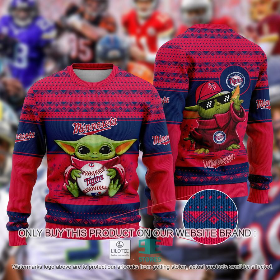 Minnesota Twins Baby Yoda Ugly Christmas Sweater 9