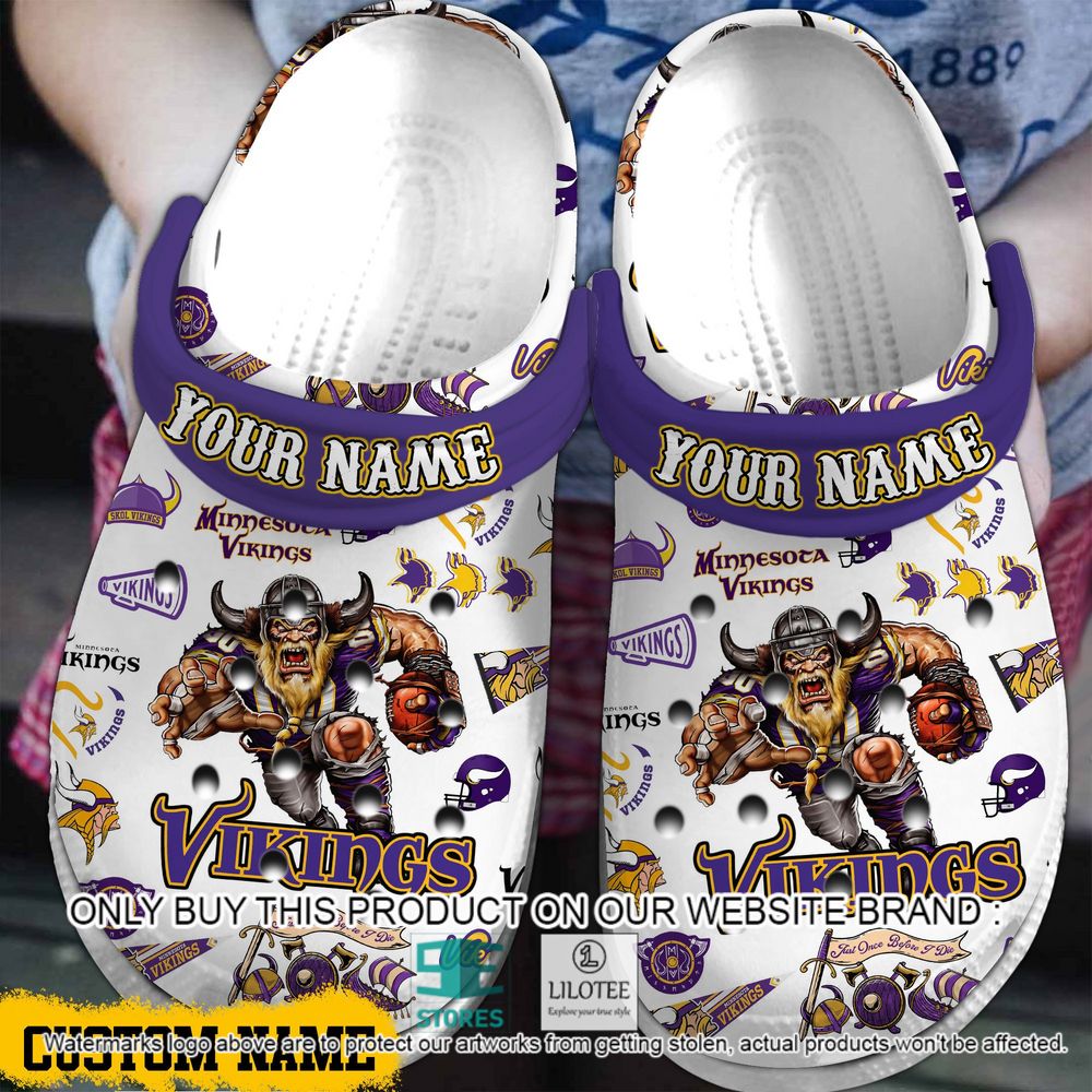 Minnesota Vikings Mascot Custom Name Pattern Crocs Crocband Shoes - LIMITED EDITION 6