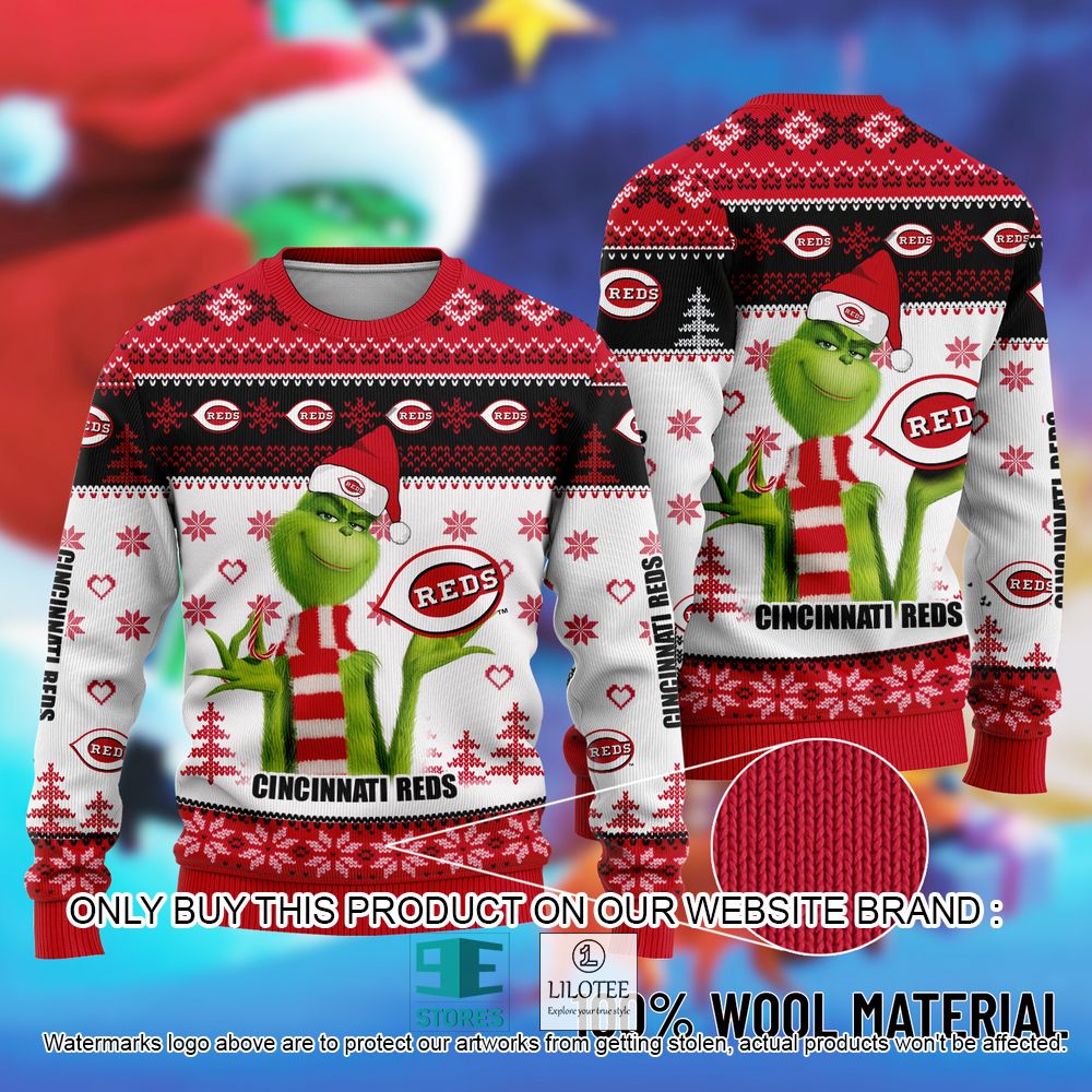 MLB Cincinnati Reds The Grinch Christmas Ugly Sweater - LIMITED EDITION 11