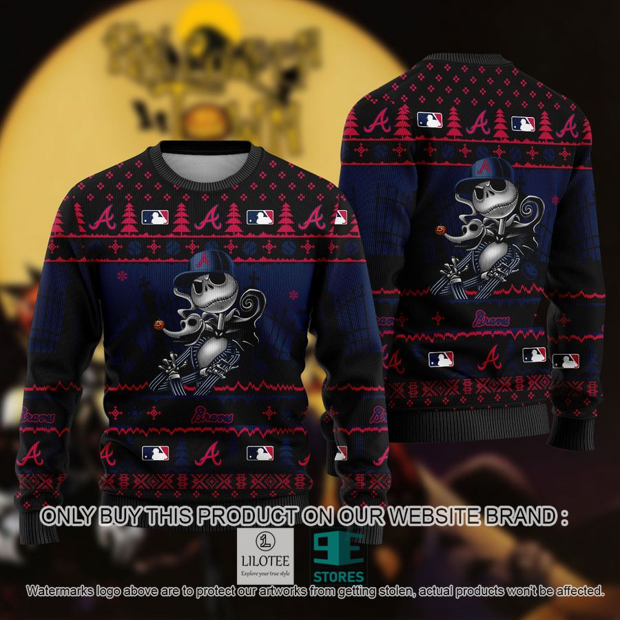 MLB Jack Skellington Atlanta Braves Ugly Christmas Sweater - LIMITED EDITION 8