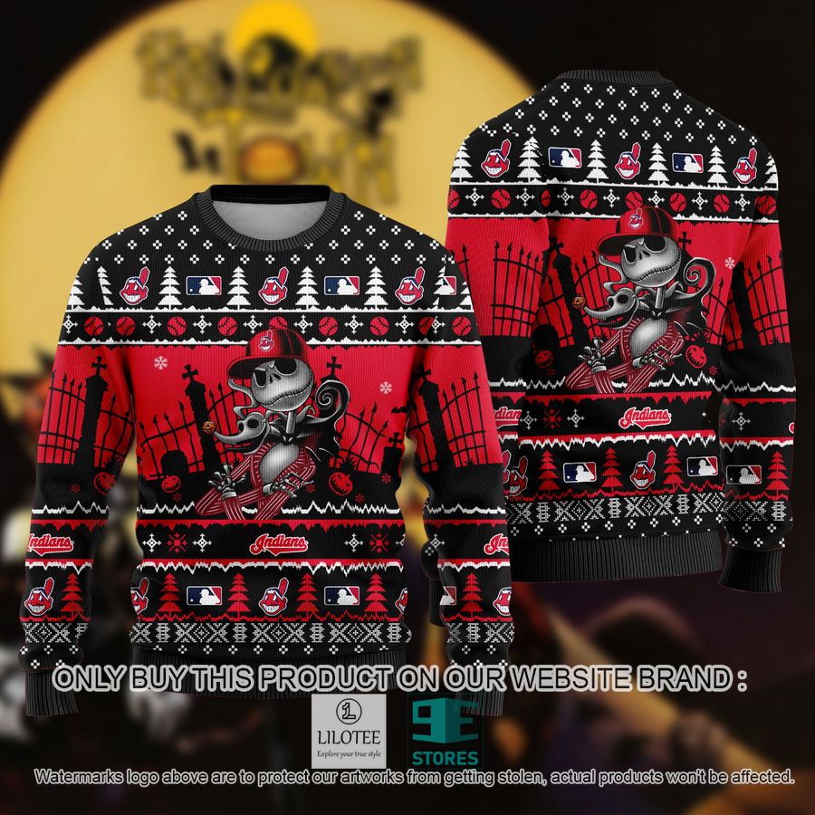 MLB Jack Skellington Cleveland Indians Ugly Christmas Sweater - LIMITED EDITION 8