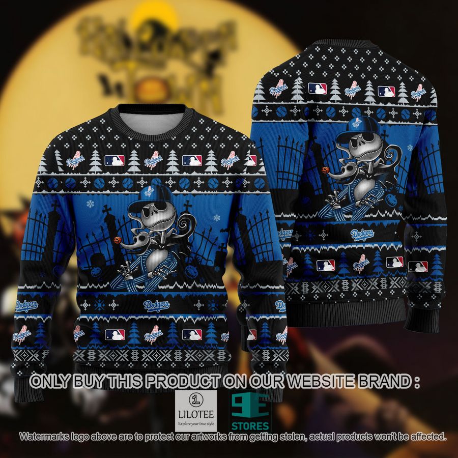 MLB Jack Skellington Los Angeles Dodgers Ugly Christmas Sweater - LIMITED EDITION 8
