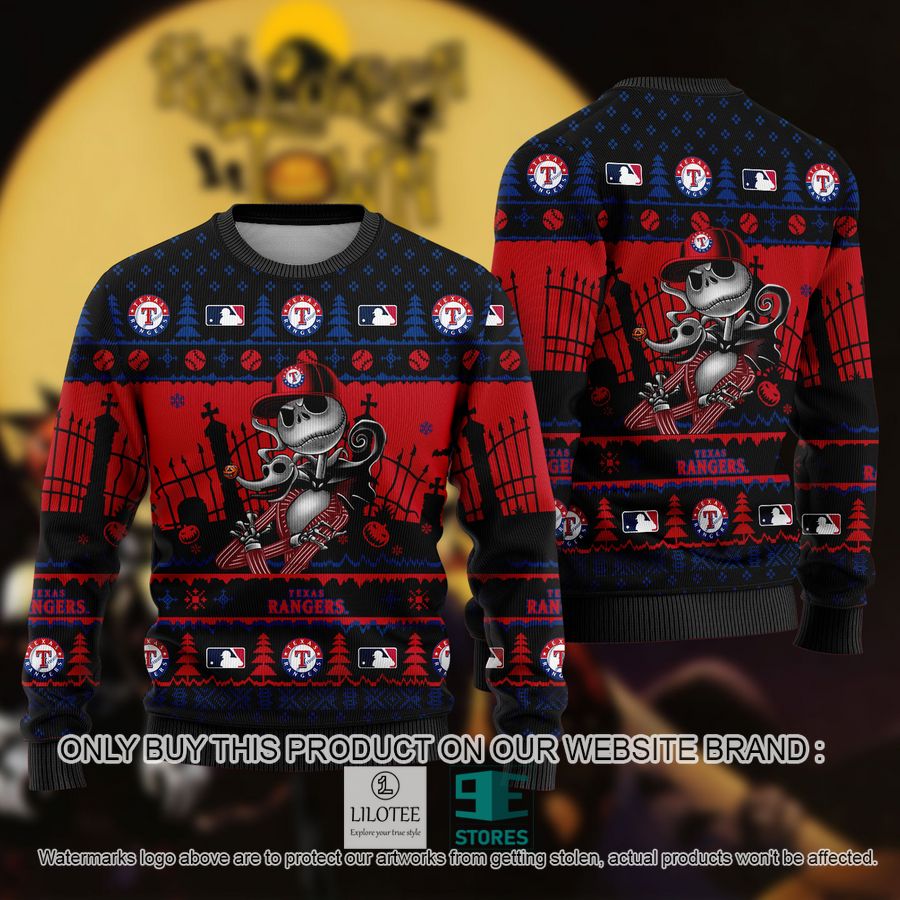 MLB Jack Skellington Texas Rangers Ugly Christmas Sweater - LIMITED EDITION 9