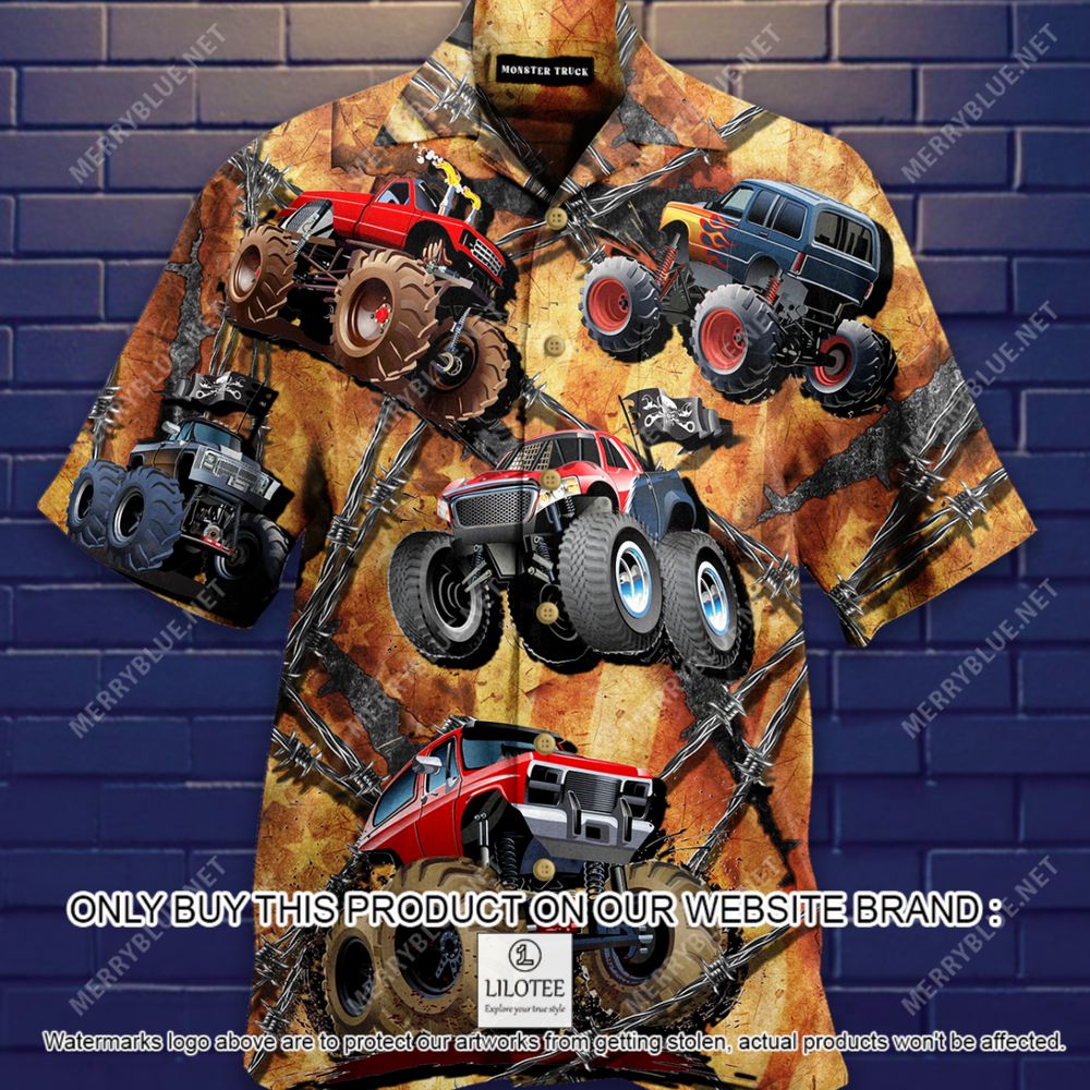 Monster Truck Is My Toy Pattern Short Sleeve Hawaiian Shirt - LIMITED EDITION 13