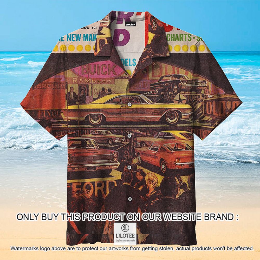 Motor Trend November 1964 Brown Short Sleeve Hawaiian Shirt - LIMITED EDITION 10