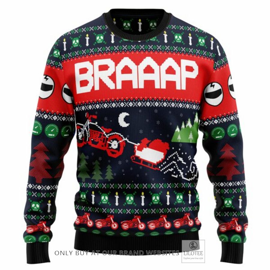 Motorbike Braaap Ugly Christmas Sweatshirt 7