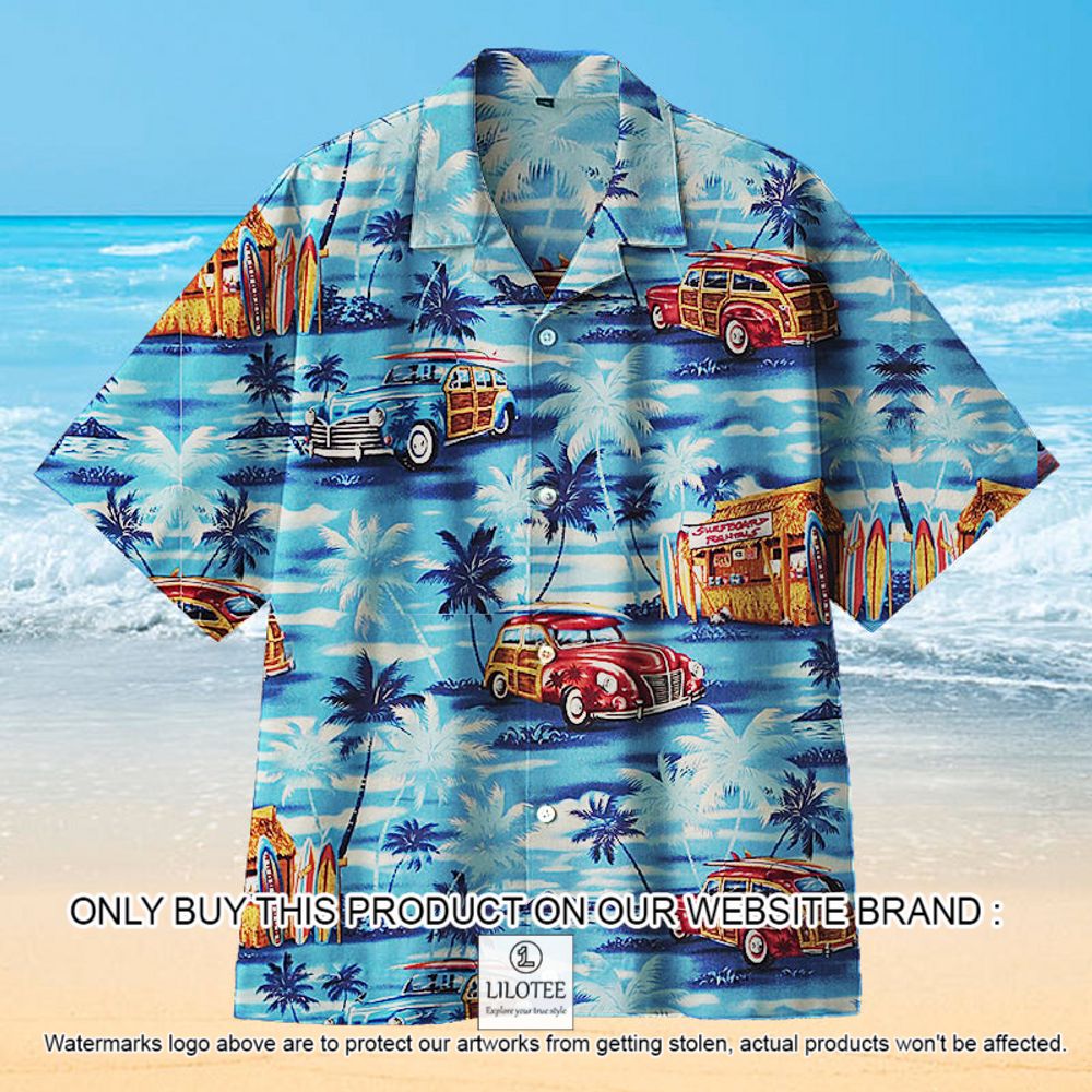 My Classic Car Takes Me To The beach Blue Color Short Sleeve Hawaiian Shirt - LIMITED EDITION 12
