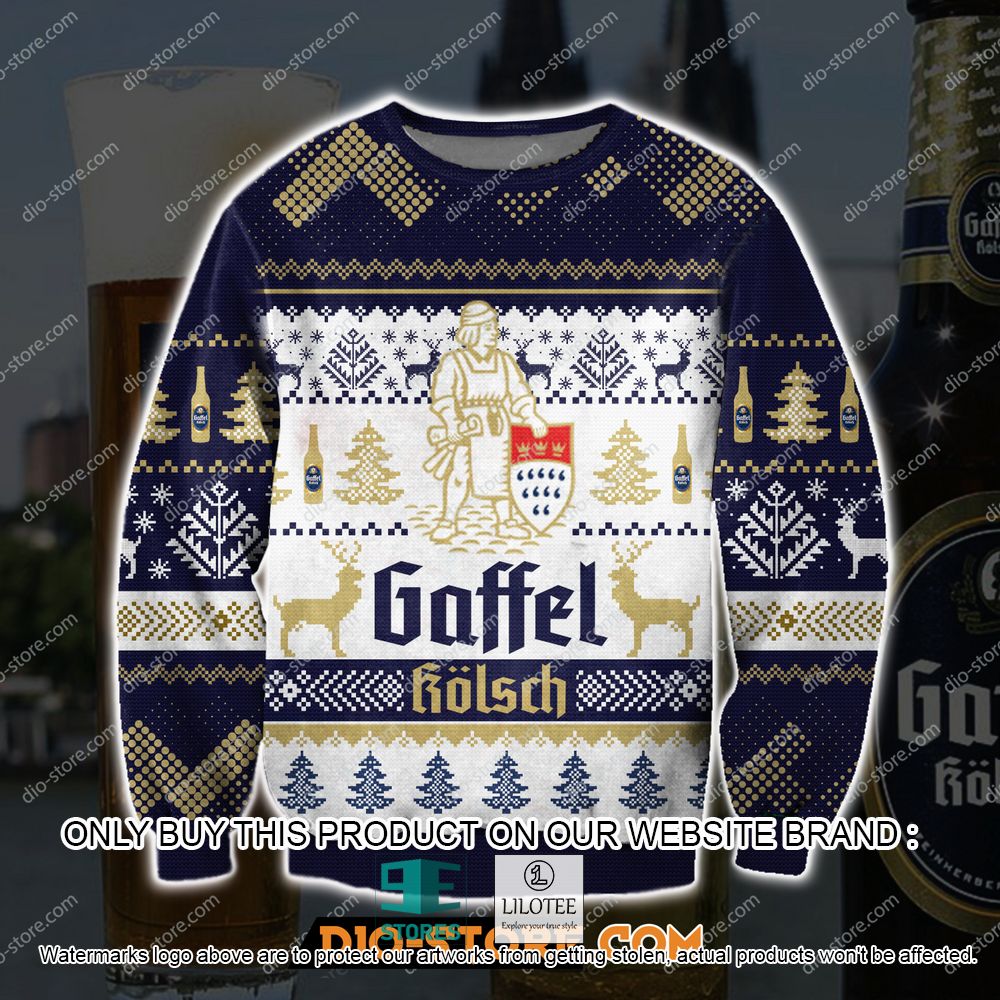 Gaffel Kolsch Beer Navy White Ugly Christmas Sweater - LIMITED EDITION 11