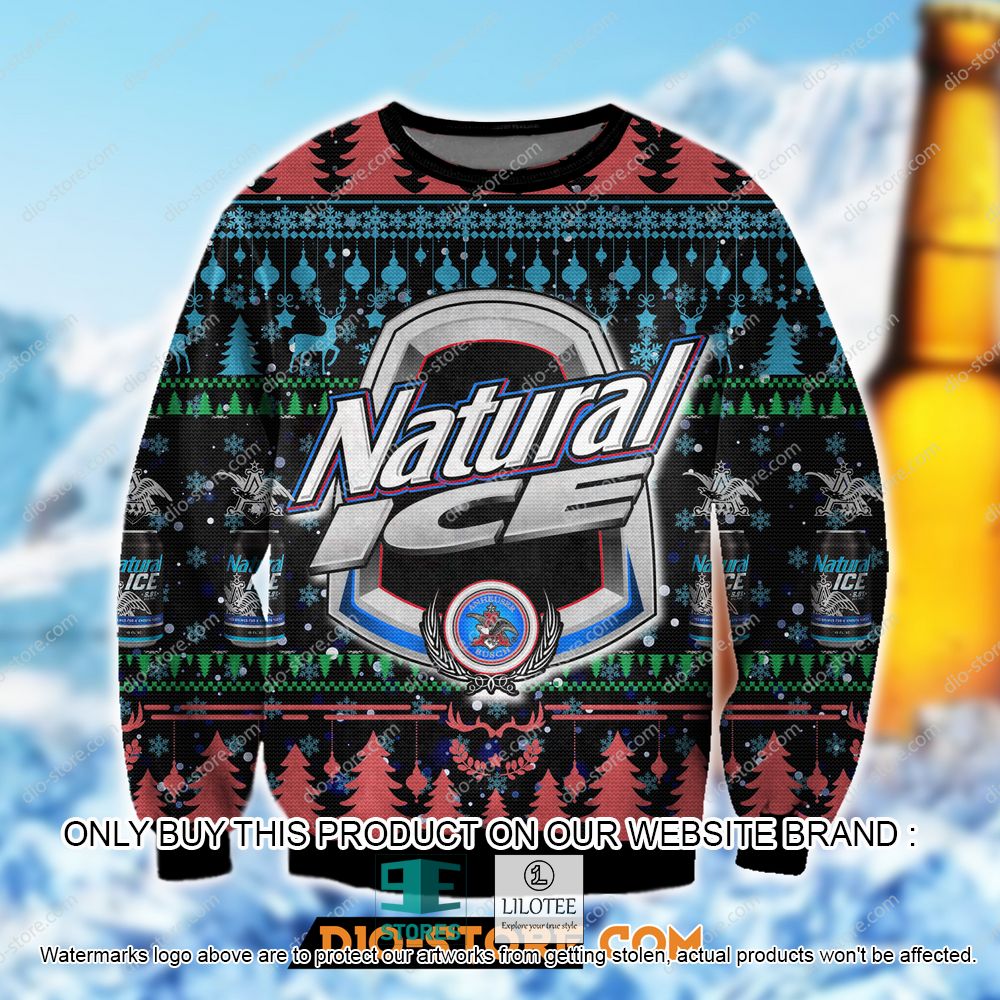 Natural Ice Beer Red Blue Ugly Christmas Sweater - LIMITED EDITION 11