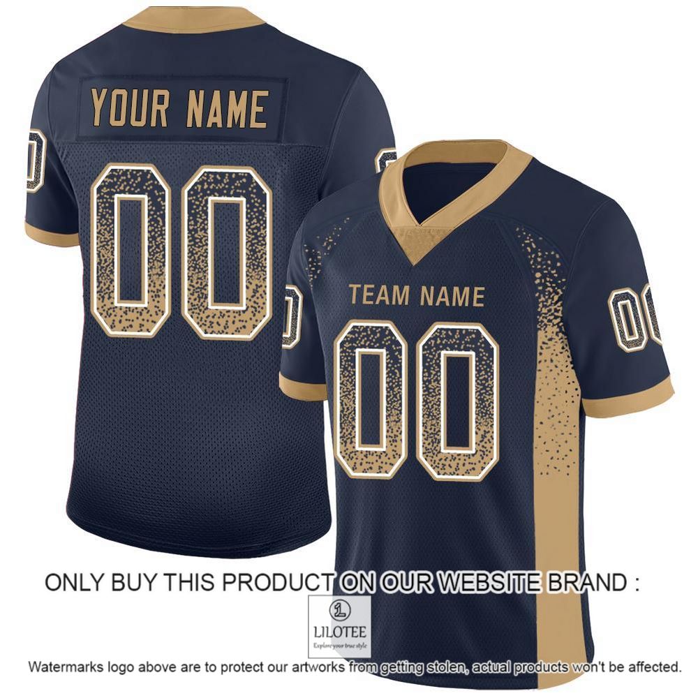 Navy Old Gold-White Mesh Drift Fashion Personalized Football Jersey - LIMITED EDITION 10