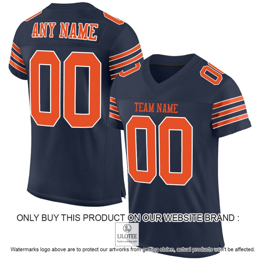 Navy Orange-White Color Mesh Authentic Personalized Football Jersey - LIMITED EDITION 10