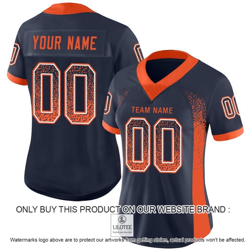 Alternative view of Navy Orange-White Mesh Drift Fashion Personalized Football Jersey - LIMITED EDITION